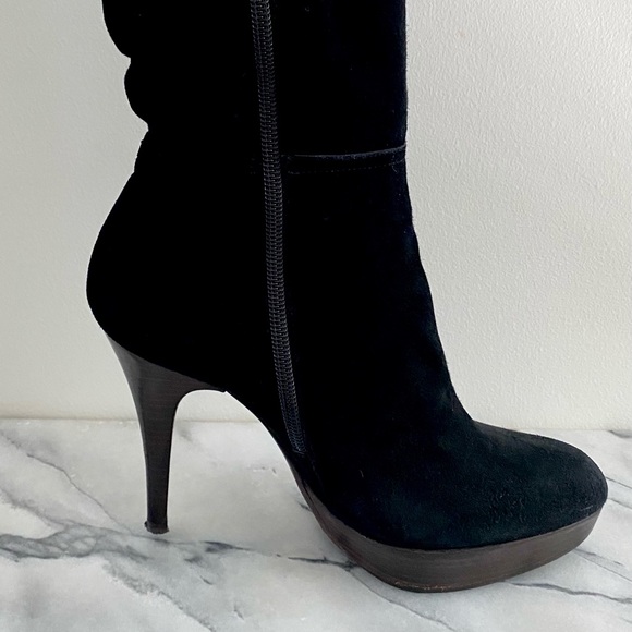 STUART WEITZMAN OTK Black Suede Platform Boots - Picture 3 of 8